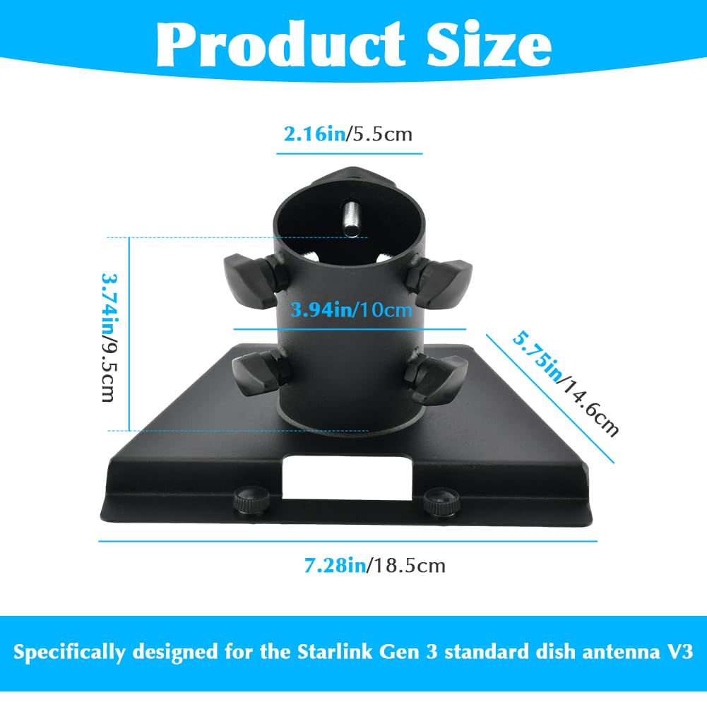 Lixternum Third Generation Pipe Adapter Fixed Position Pole Mount for Standard Dish V3 Fits 28-54mm Mast Easy Installation