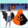 Halloween Cloak Children Pumpkin Bat Theme Cosplay With Polyester And Spandex For Kids