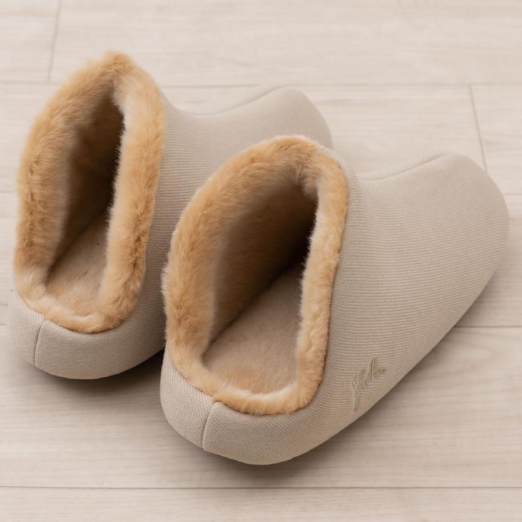 Sybilla Anna Size Senko 72883 Slippers, L, Approx. 24-26cm, Beige, Washable, Stylish, Cute, Warm, Cold-Weather Boa,