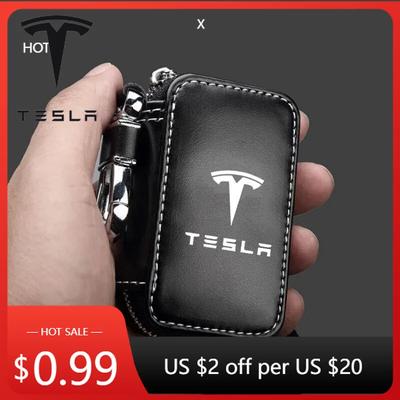Autosticker 2025 Hete Autosleutel Portemonnee Huisbewaarder Sleuteletui Kleine Kaarttas Sleutelorganizer voor Tesla Model 3 Y X S P100D P85D 200 log