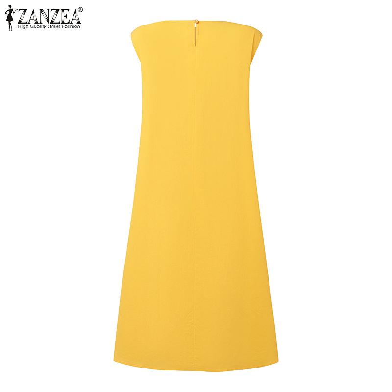 ZANZEA Women Casual Round Neck Summer Sleeveless Dress