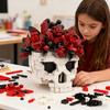 Moc Skull Roses Bouquet Building Set Skeleton Flowers Plant Pot Blocks Gothic Home Decor  Assembly Bricks Toys For Adult Gift
