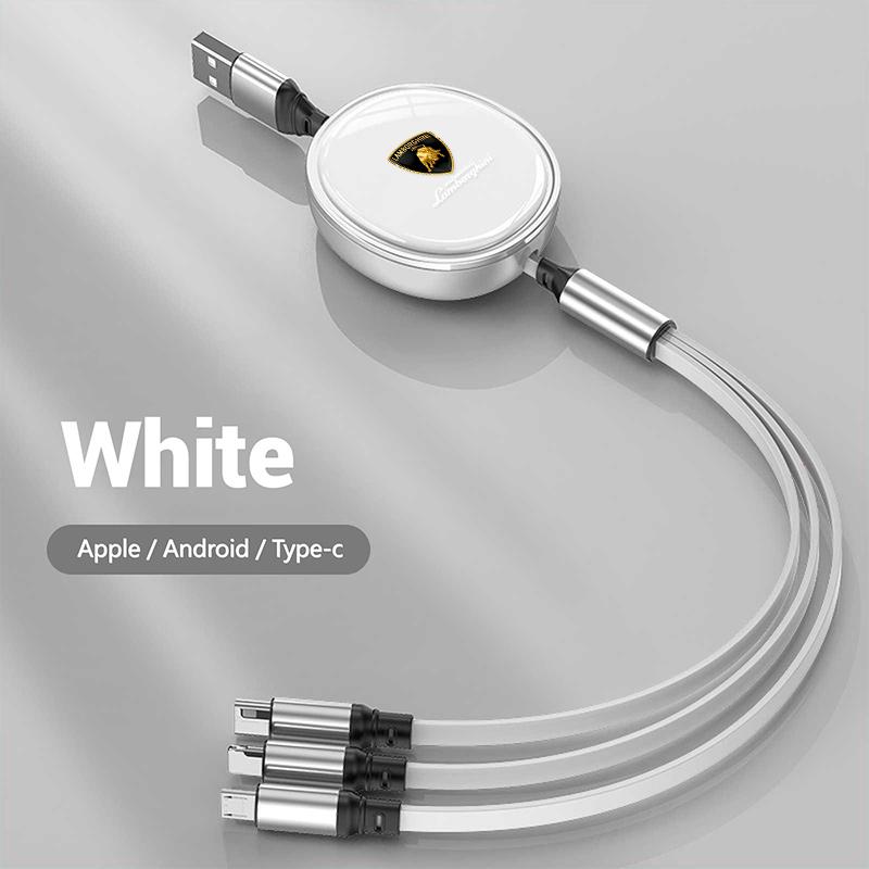 3-in-1 Interface Car Charger Data Cable Safe Fast Charging For Lamborghini Urus Huracan Aventador Premium Auto Accessories