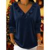 YYFS Camicette e camicie con scollo a V a maniche lunghe con stampa tinta unita primavera autunno moda casual da donna