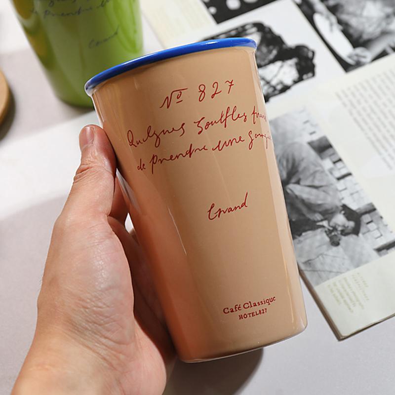 1PC Water Cup Coffee & Tea Lovers Paper Cup Shape INS Ceramic Coffee Mug Chic 2 Sizes