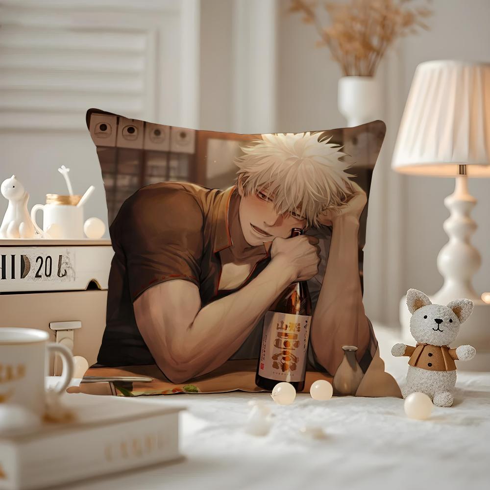 Husa de Pernă Anime Gintama Husa de Pernă Anti-acarieni Fermoar Invizibil Pluș Scurt Mătăsos Husa de Pernă pentru Canapea