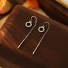 925 Sterling Silver Korejské Geometrické Zirkonové Visací Náušnice s Kruhovými Třásněmi pro Ženy Temperamentní Šperky