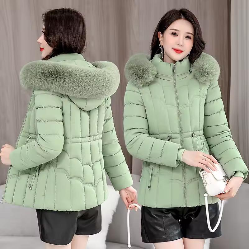 Giacca invernale da donna Parka Moda Alta qualità Caldo cotone imbottito Cappotto corto da donna Soprabito con cappuccio Tops