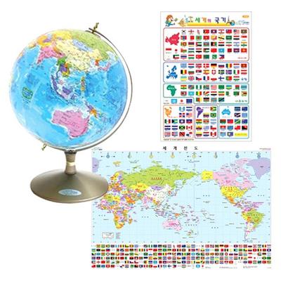 Seojeon District SJ-260-E1 Administrative Map Globe + National Flag Sticker + World Map, Mixed Colors, Korean Toy Supplies