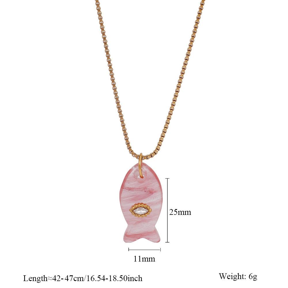  Waterproof Stainless Steel Stone Fish Clavicle Pendant Necklace for Women New Arrivals Trend Jewelry Gift 2025