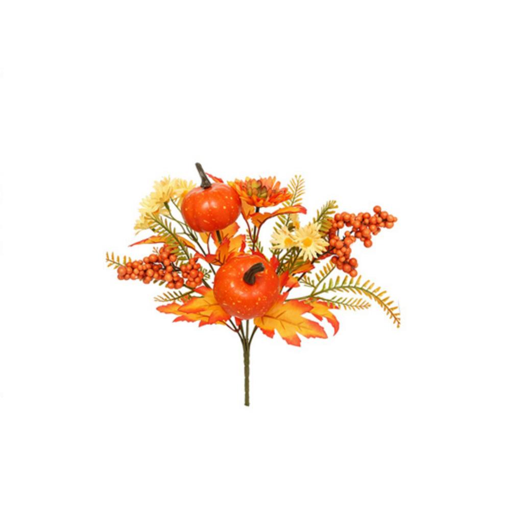 Artificial Berry Pumpkin and Maple Leaf Stem 30cm Halloween Party Decoration Floral Arrangement for Seasonal Home and Event Decor