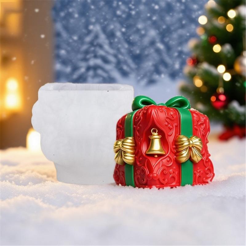 Christmas Gift Box Shape Silicone Candle Mould Baking Mold For Epoxy Resin Candle Soap Chocolate Holiday Decoration