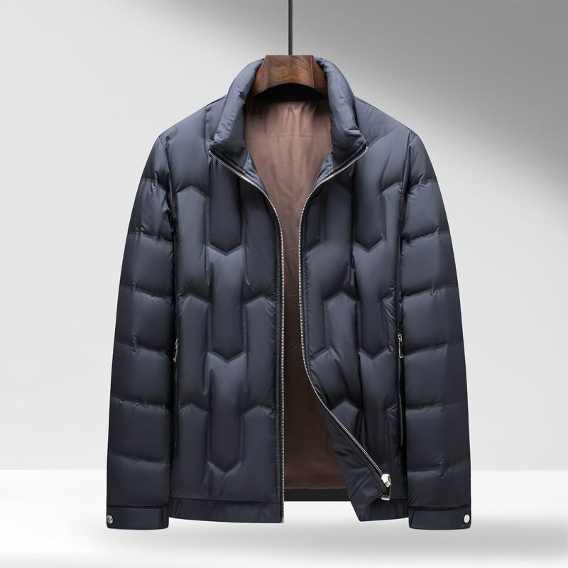 Mens Winter Down Jacket Stand Collar Zipper Front 90% White Duck Warm Thickened Casual Outerwear Youth