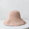 Korean Style Beach Sun Hat Solid Color Summer Bucket Hat Fashion Crochet Straw Hat  Fishing