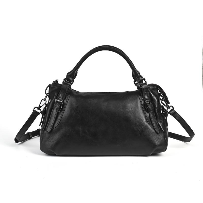 

Johnature Сумка из натуральной кожи в стиле ретро, однотонная, универсальная, в форме подушки, большой вместимости, на плечо, кроссбоди чёрный