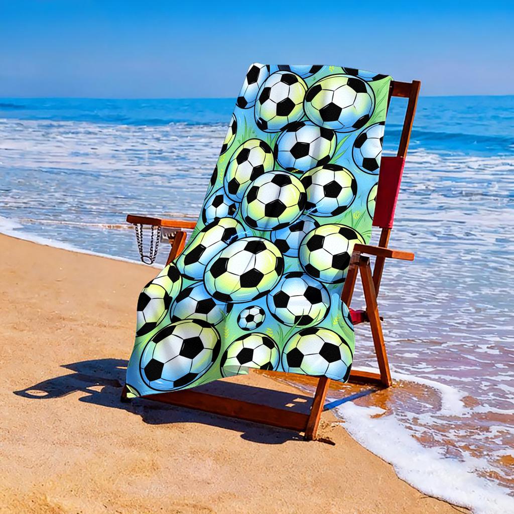 1 Piece Vibrant Football Print Pattern Beach Towel-Super Soft Quick-Dry Microfiber for Travel, Yoga, Camping, Swimming Machin