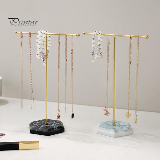 Metal T-shaped Jewelry Display Stand Necklace Holder with Stable Base Necklace Bracelet Storage Rack Jewelry Organizer
