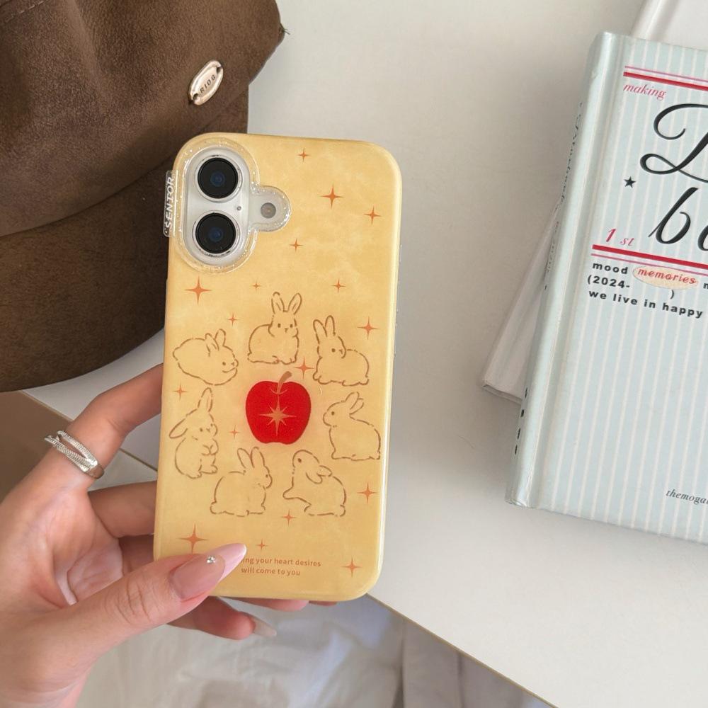 

Rabbit Korean Style Edge Trim Phone Case for iPhone 16/17 Pro Max, Niche 15P Girl iPhone 14 Pro