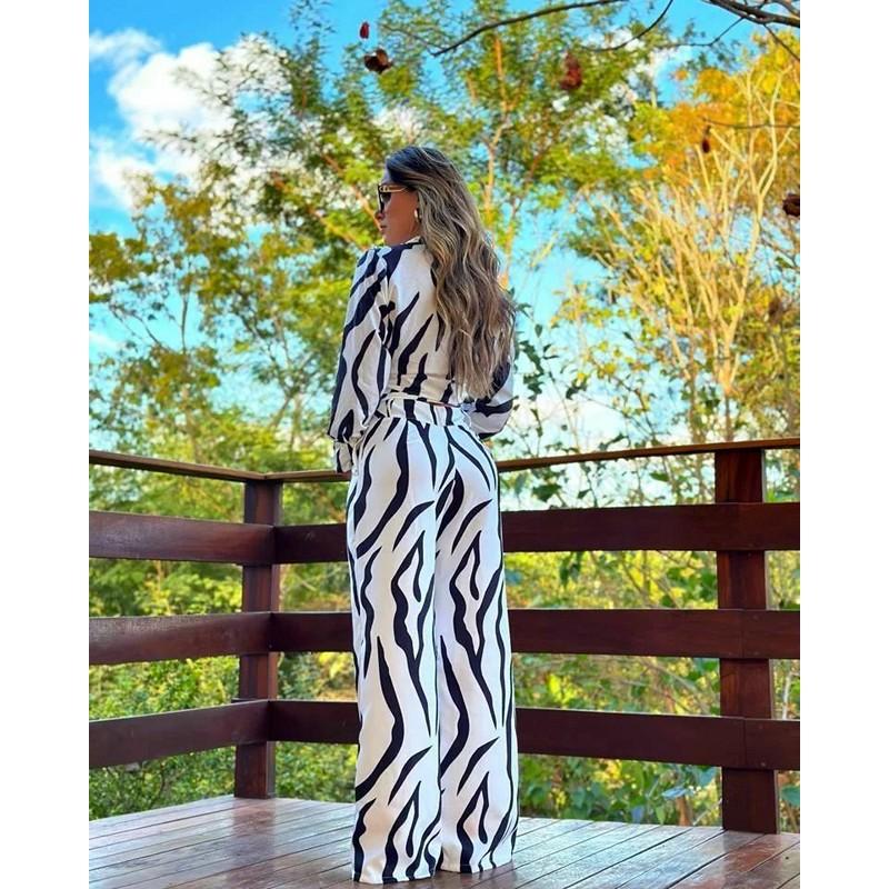 European and American Suit Women's Amazon Autumn Fashion Casual Spring and Autumn Long Sleeve Shirt Trousers Women's Two-Piece Suit