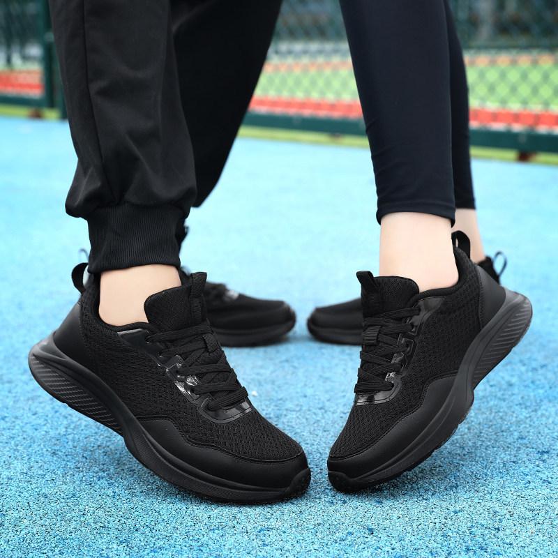New shoes pure black mesh sneakers ultra-light soft-soled running shoes large size non-slip mother shoes