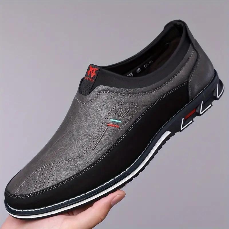 Men's Fashionable Comfortable Slip-On Loafers Anti-Slip Soft Bottom Casual Shoes Leather Slip-On Boots-1983