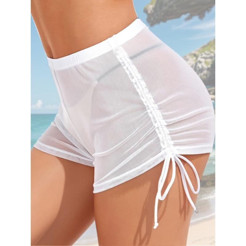 

Новые однотонные сетчатые шорты на кулиске, сексуальное бикини, пляжная блузка, купальник женский XL