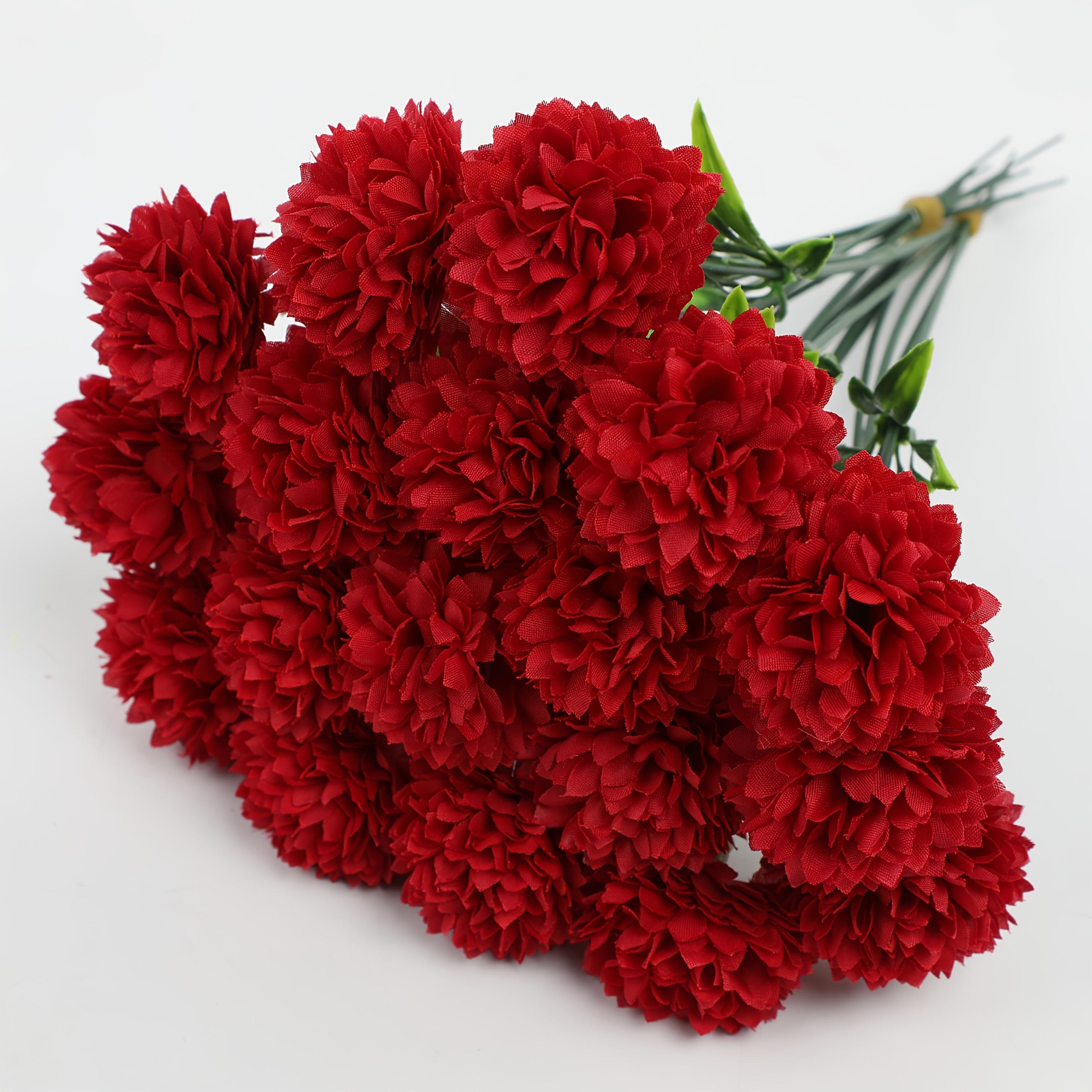 18 шт. Искусственные Цветы Хризантемы - Реалистичные Искусственные Цветы с Зеленой Листвой, Не Требующие Ухода Искусственные Цветы 16 Pieces красный