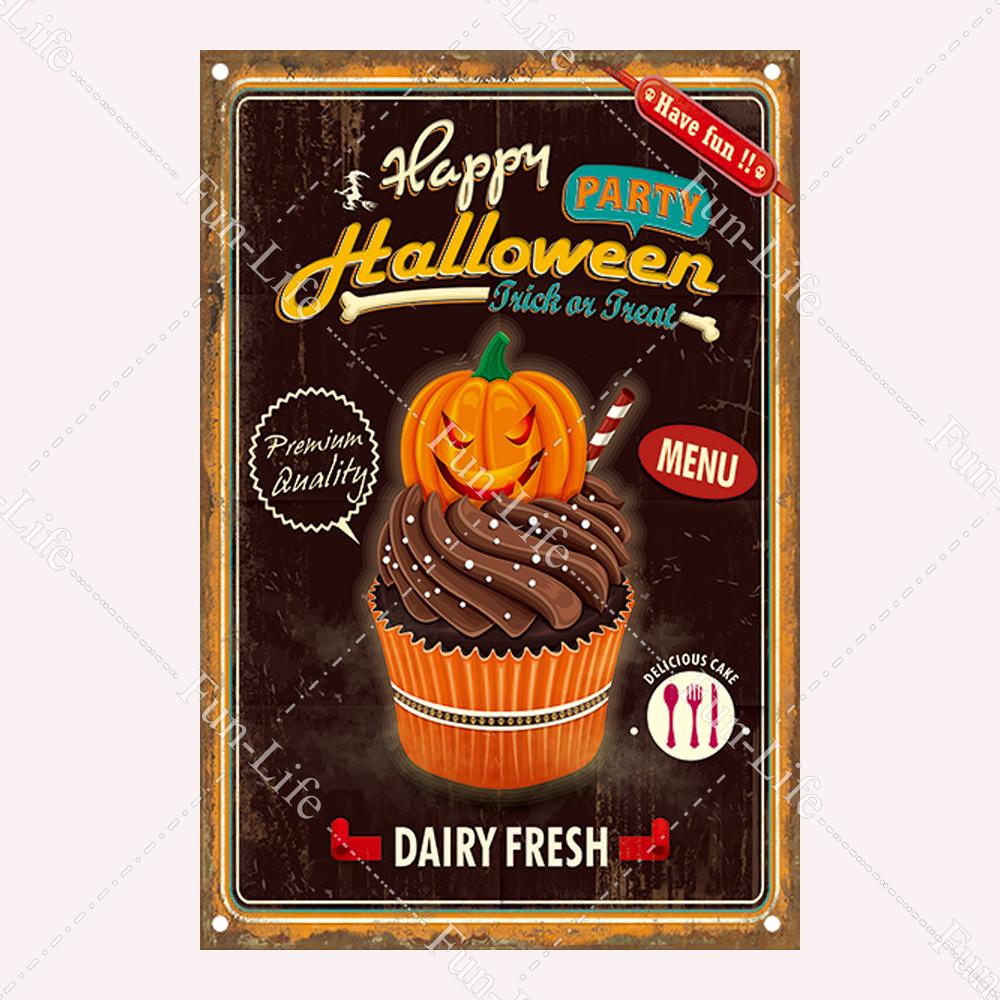 

Halloween Plate Metal Tin Signs Shabby Painting Poster Ghost Vintage Wall Art Sticker/Pub/Bar/Home/Casino Wall Decor 20x30cm 20x30cm（7.8x11.8inch）