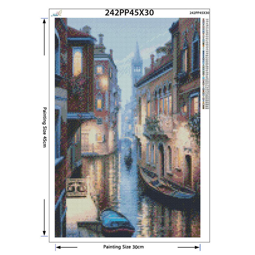 Kompletní vrtačka výšivka Vodní město Krajina 5d Diy Diamantová malba Křížovým stehem Kamínkový dekor