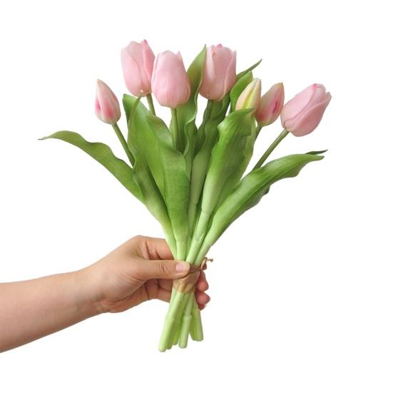 Artificial Tulip Flower 12" Real Touch Long Stem Fake Tulip Flower for Spring Easter