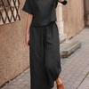 Summer Solid Color Wide-leg Trousers Suit Casual Temperament Two-piece Set for Women