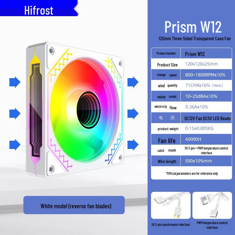 Prism 4th Gen Pro ARGB Case Fan with Forward/Reverse, Multi-faceted Lens, Temp Control, Silent Cooling for Desktops
