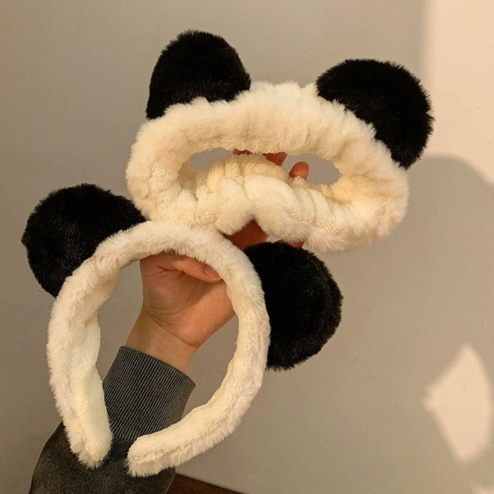 Cartoon Plüsch Stirnband Felliges Make-up Kopfschmuck Niedlicher Panda Haarreif Mädchen