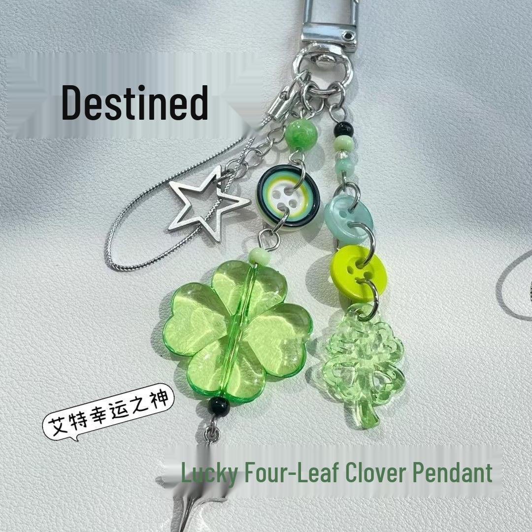 Ручная работа Четырехлистный клевер Подвеска-брелок из бусин Destined Four-Leaf Clover Pendant x1