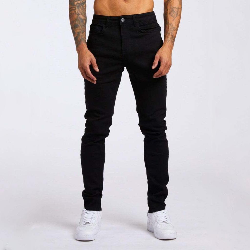 Herren Jeans Lässig Trend Slim Fit Mit Tasche Hose