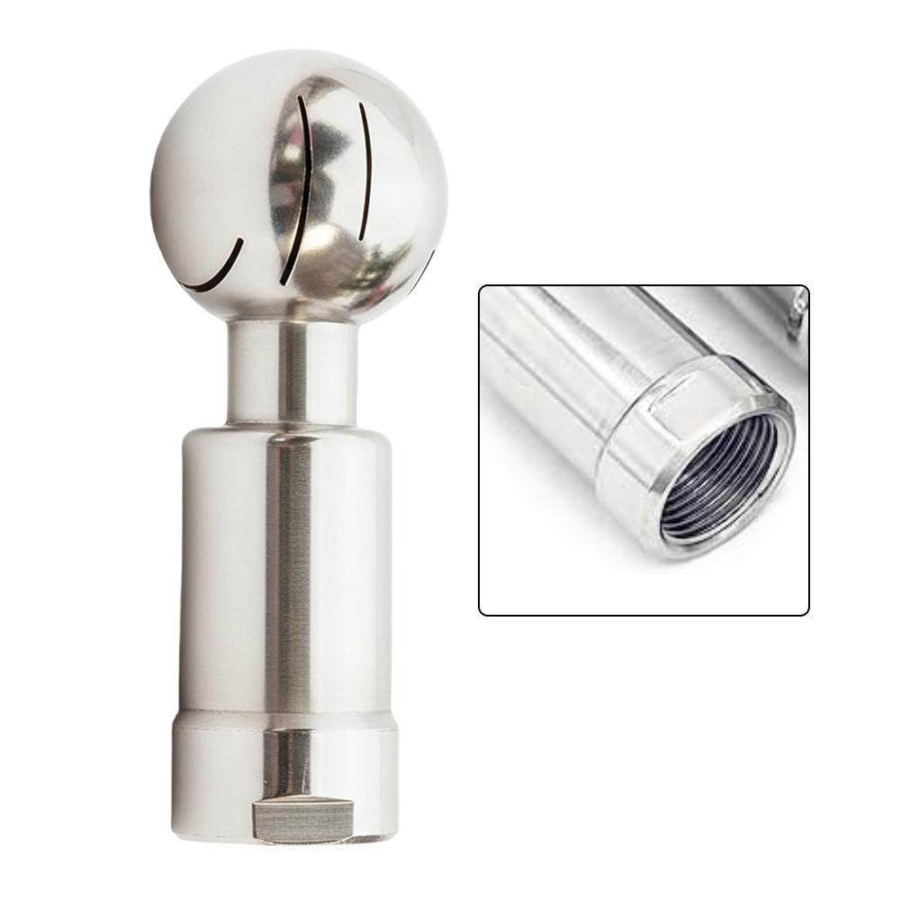 PTFE Lined Ball 304 Stainless Ball PTFE Lining Sealing 360-degree Rotation Female Thread Connection Hygienic Cleaning