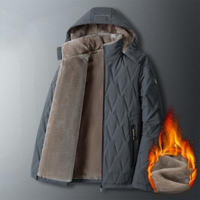 Casacos masculinos de inverno acolchoados de algodão para meia-idade e idosos, além de jaquetas plus size acolchoadas de algodão de veludo para homens, jaquetas de pai, espessadas
