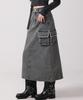 AVANDRESS Harper Tassel Pocket Denim Long Skirt Yellow Blue
