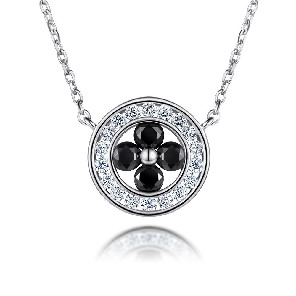 

S925 sterling silver necklace niche design women s jewelry wholesale round four-leaf clover pendant collarbone chain 925 silver платиновый