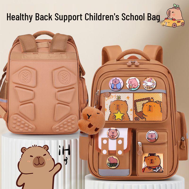 Kids' Lightweight Backpack with Spine Protection for Grades 1-6, Large Capacity, Ideal for Boys and Girls