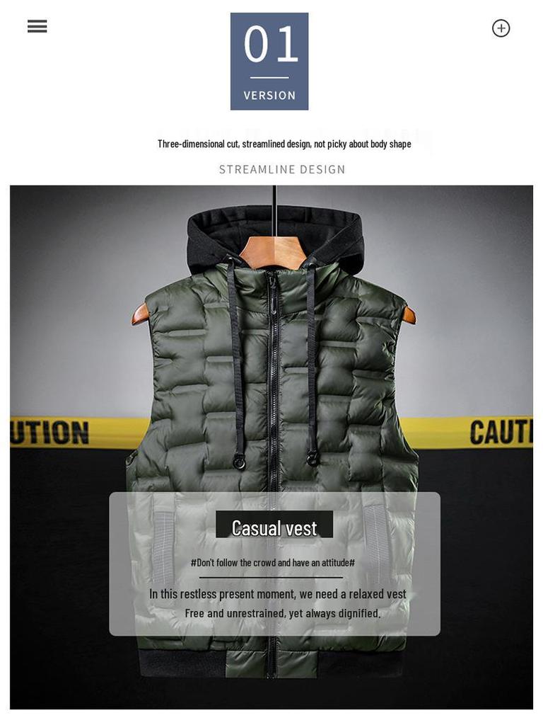 Men's Thickened Cotton Vest - Warm Sleeveless Outerwear for Autumn/Winter (MJ915)