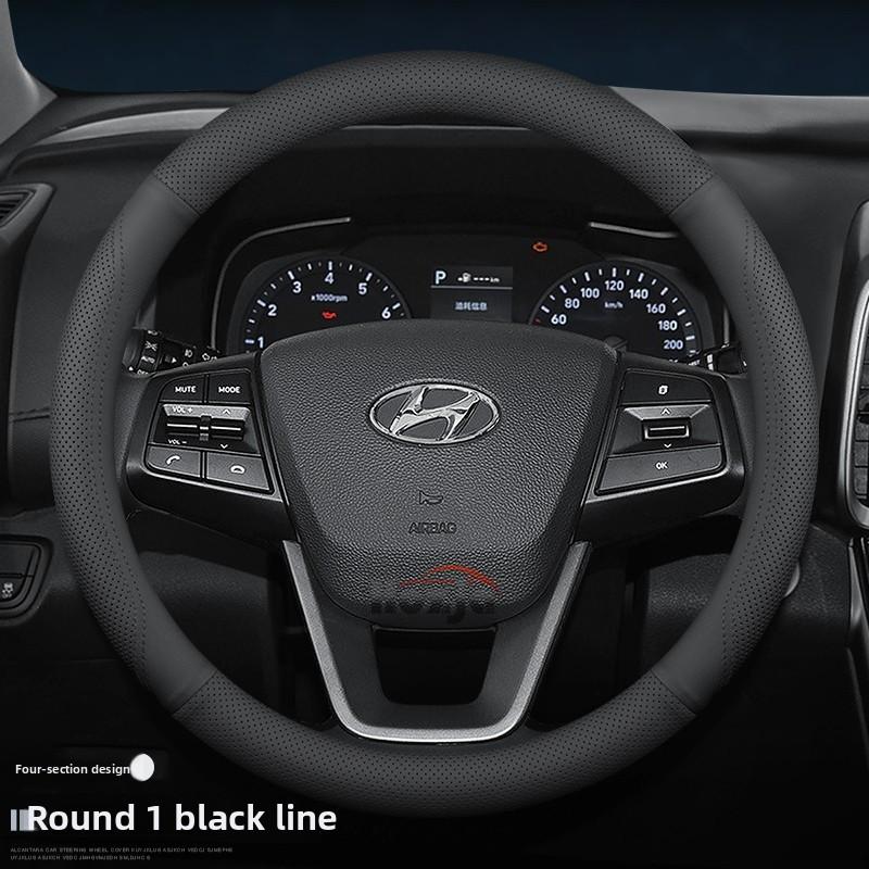 

Leather Car Steering Wheel Cover for Hyundai Tucson Kona Elantra Santa Fe Sonata Creta Palisade Ioniq 5 2022 2023 2024 2025 2026
