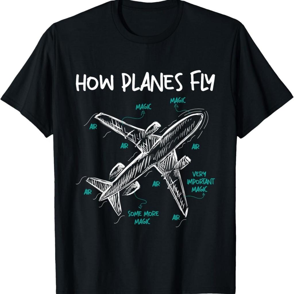 How Planes Fly Funny Aviation Graphic Tee For Men Casual Round Neck Cotton Tshirt
