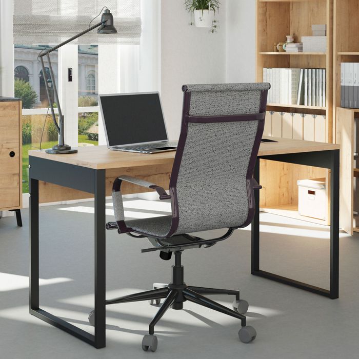 Bureau, Table Informatique Bureau, Pieds en Métal 76x135x60cm, USB Intégré Briebe Smuk Bois 04230