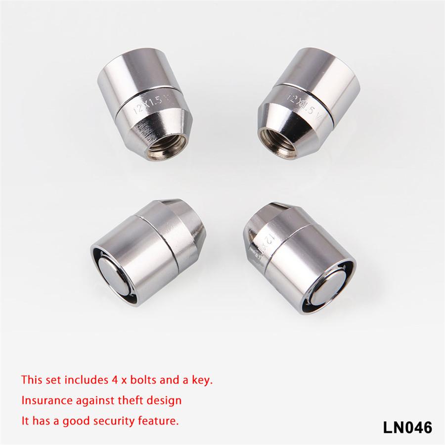 M12x1.5 Alloy Steel Anti Theft Security Lock Nut Wheel Lug Nut 1X Key+4X Locks