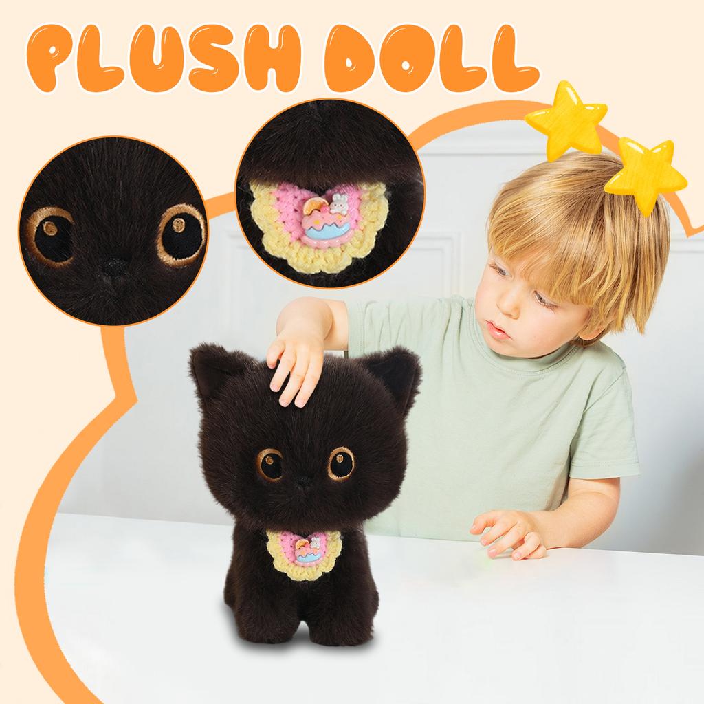 Plush Cat Stuffed Animal Soft Toy Cute Kitty Doll Gift for Birthday Home Decoration Collectible Kids and Adults