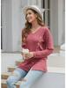2023 Women's Autumn & Winter V-Neck Button Split Loose Long-Sleeve T-Shirt Top