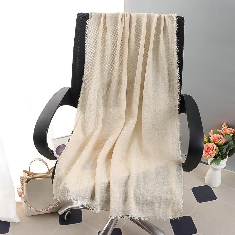 Sciarpa grande da donna in cotone e lino di colore puro: Foulard musulmano primaverile/estivo, telo mare, scialle con protezione solare