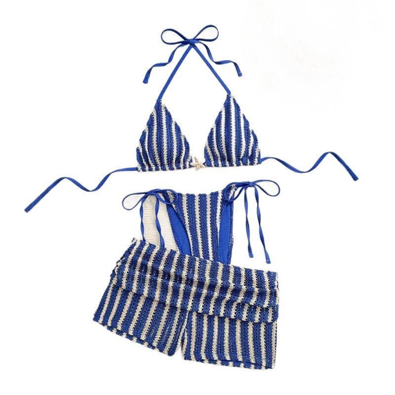 Nuovo Bikini Costume da Bagno Stile Europeo e Americano Donna Costume a Pezzi Separati Pantaloncini a Vita Alta Decorazione con Paillettes Stella Marina Vacanza Spiaggia Nuoto