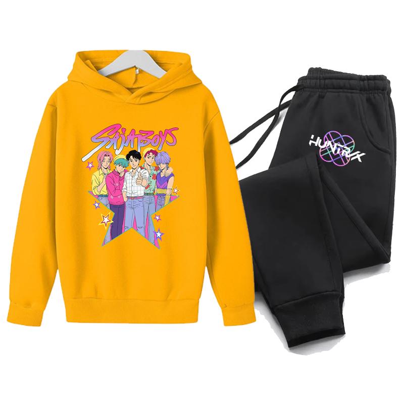 Y2K Hoodies+Hosen Sportsets KPop Dämonenjäger Koreanischer Stil Kinder Kapuzenanzug KPop Dämonenjäger Bedruckte Kinderbekleidung